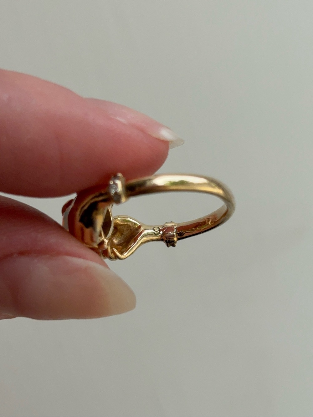 Opal Claddagh Ring 14k Gold Vermeil - Picture 7 of 8